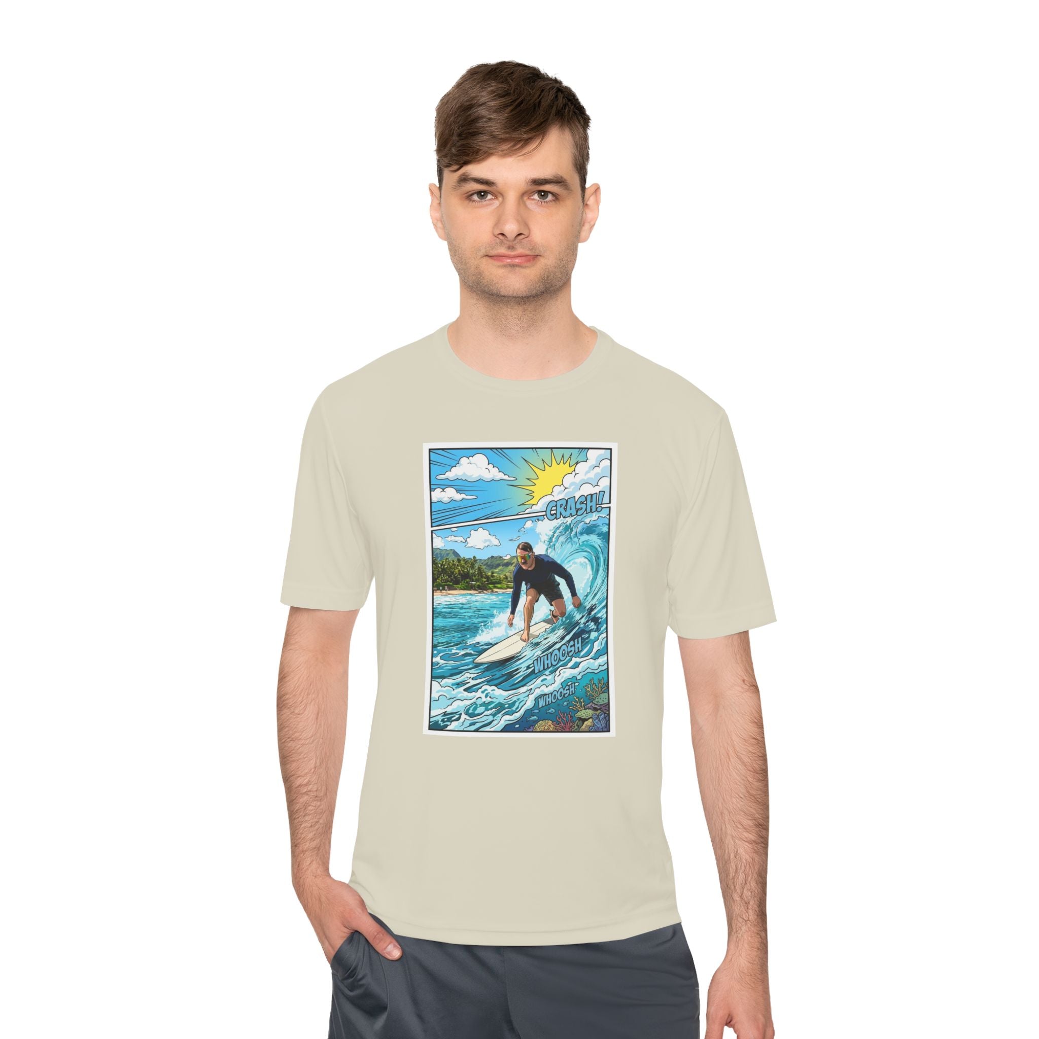 Surfer Wave Graphic Tee – Tropical Surfboard Beach Shirt