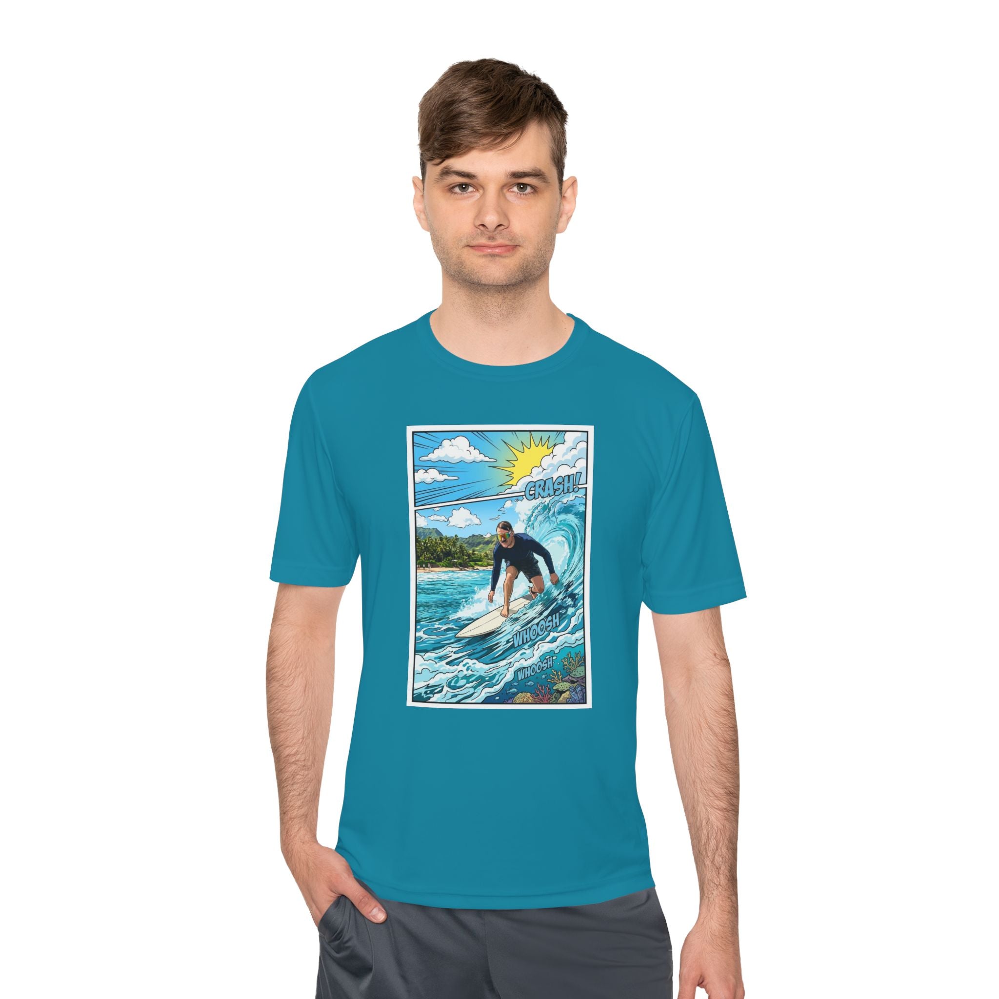 Surfer Wave Graphic Tee – Tropical Surfboard Beach Shirt
