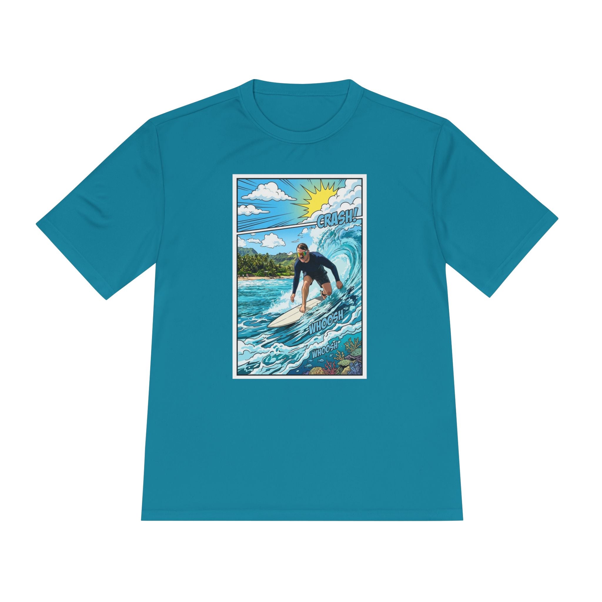 Surfer Wave Graphic Tee – Tropical Surfboard Beach Shirt