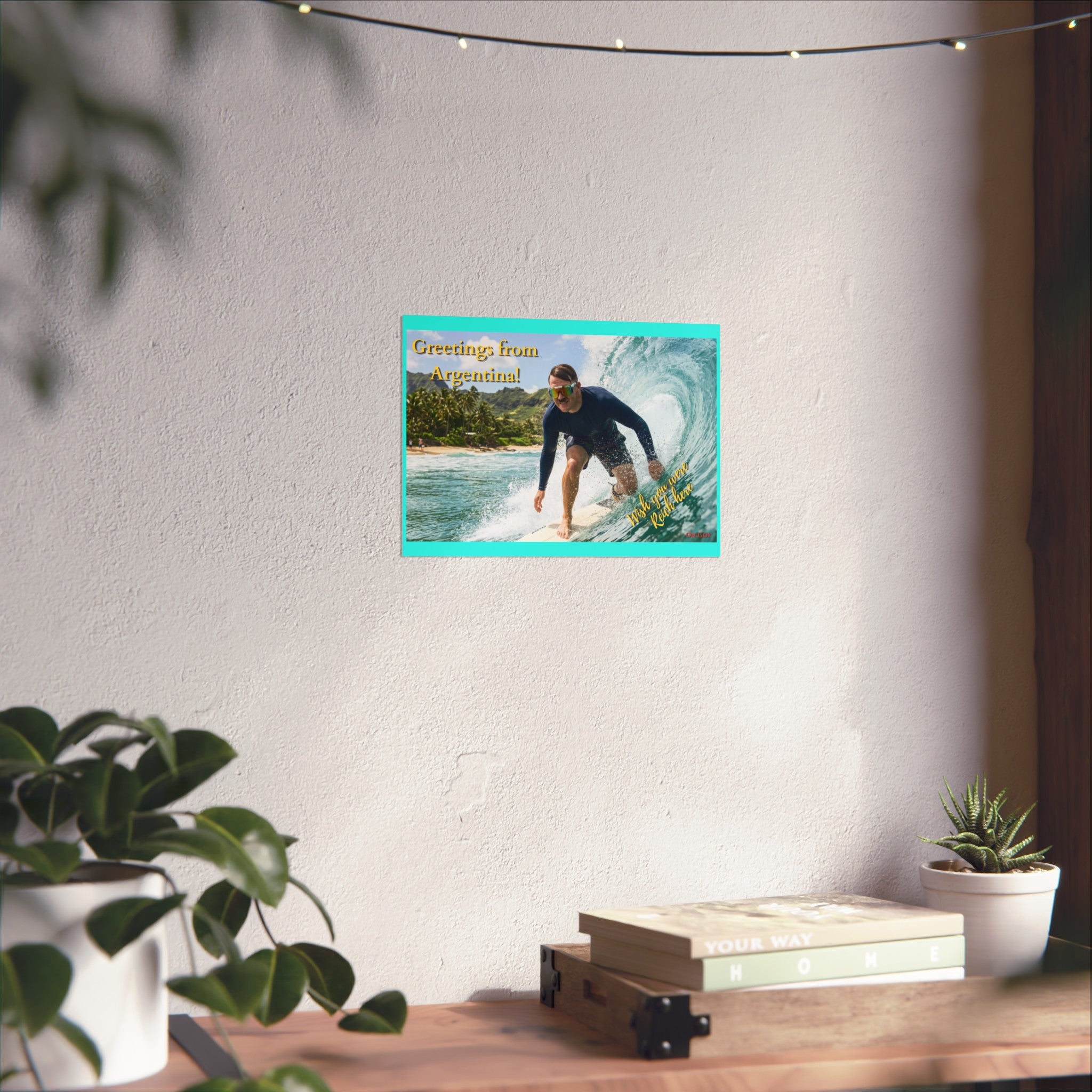 Surfing Postcard Fine Art Poster — "Greetings from Argentina!"