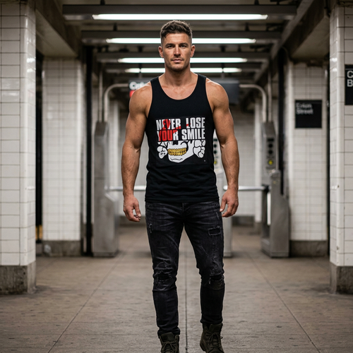 Never Lose Your Smile Tank Top – Skull Graphic Muscle Tee