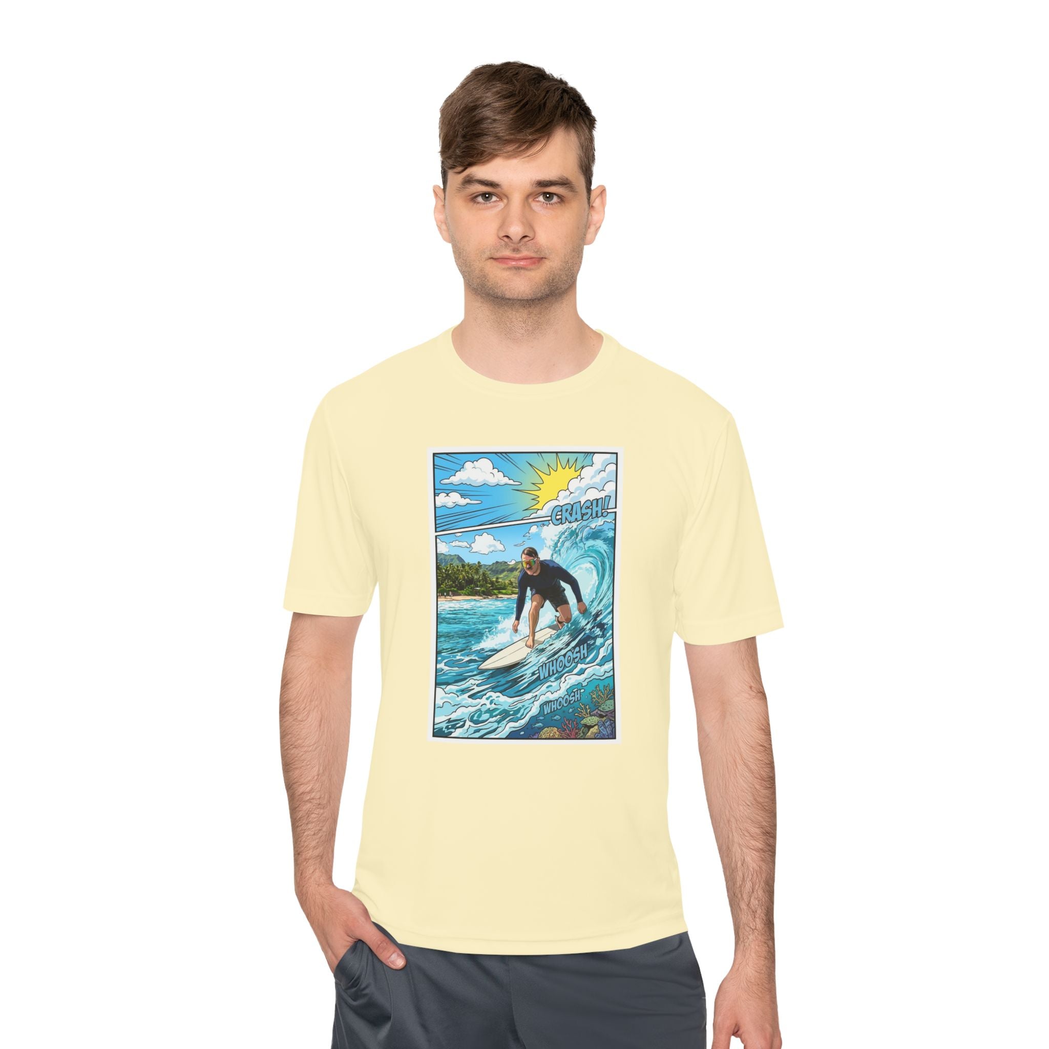 Surfer Wave Graphic Tee – Tropical Surfboard Beach Shirt