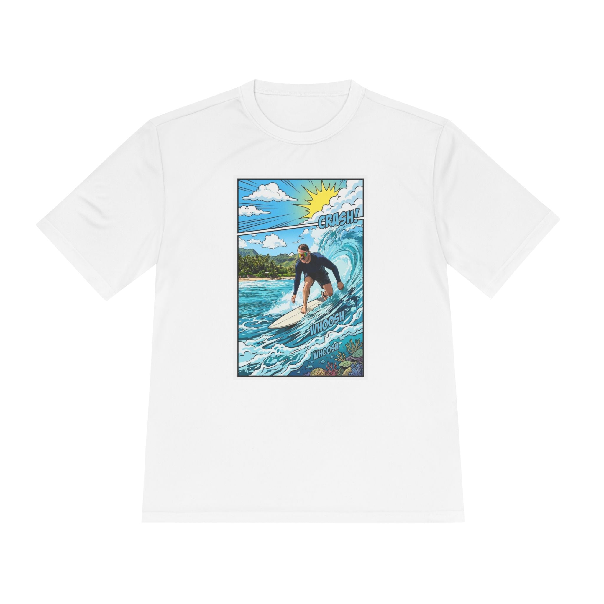 Surfer Wave Graphic Tee – Tropical Surfboard Beach Shirt