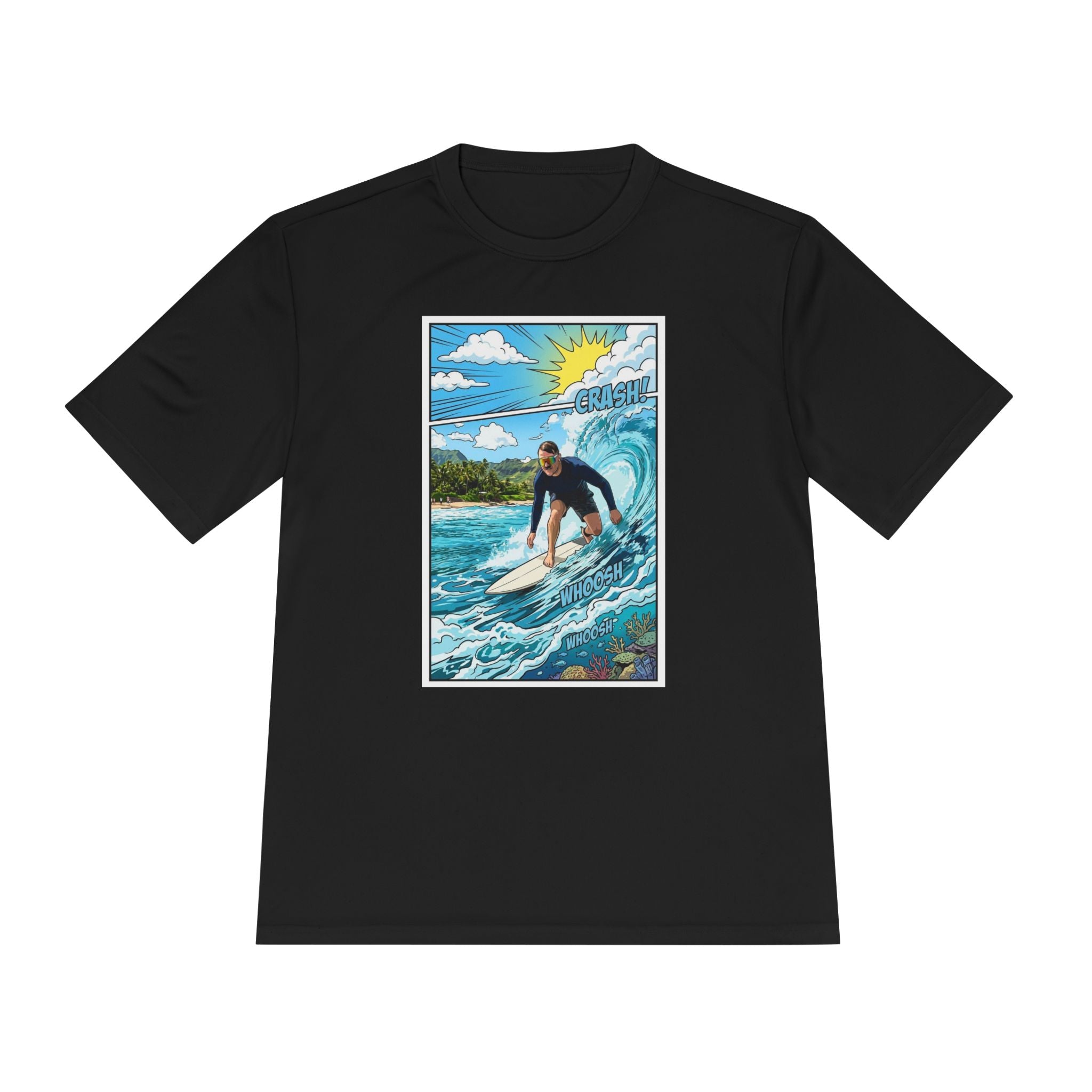 Surfer Wave Graphic Tee – Tropical Surfboard Beach Shirt