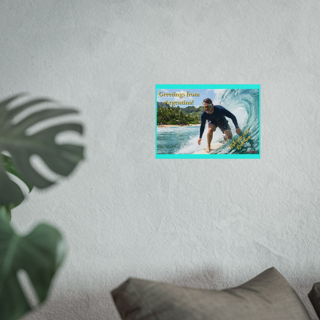 Surfing Postcard Fine Art Poster — "Greetings from Argentina!"