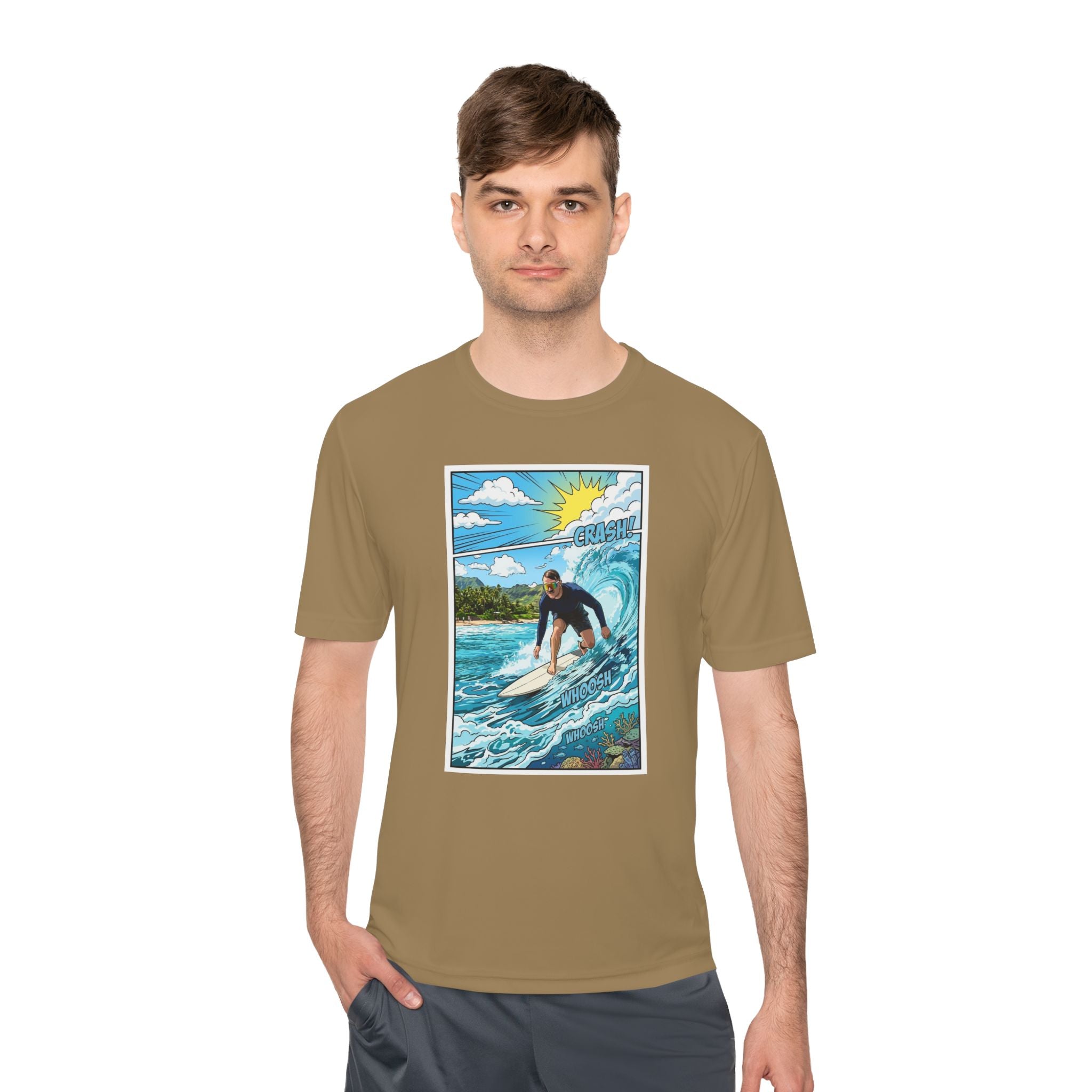Surfer Wave Graphic Tee – Tropical Surfboard Beach Shirt