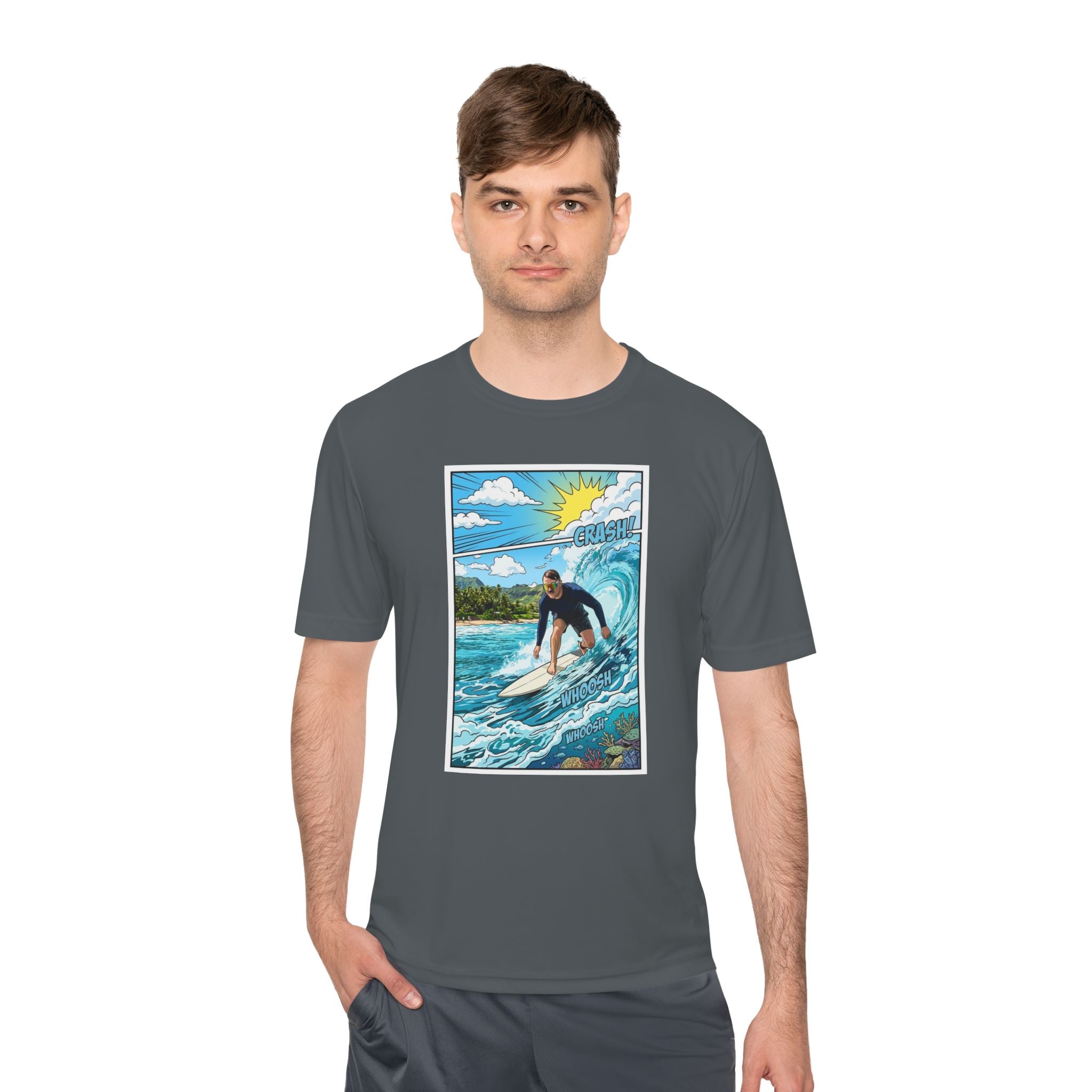 Surfer Wave Graphic Tee – Tropical Surfboard Beach Shirt