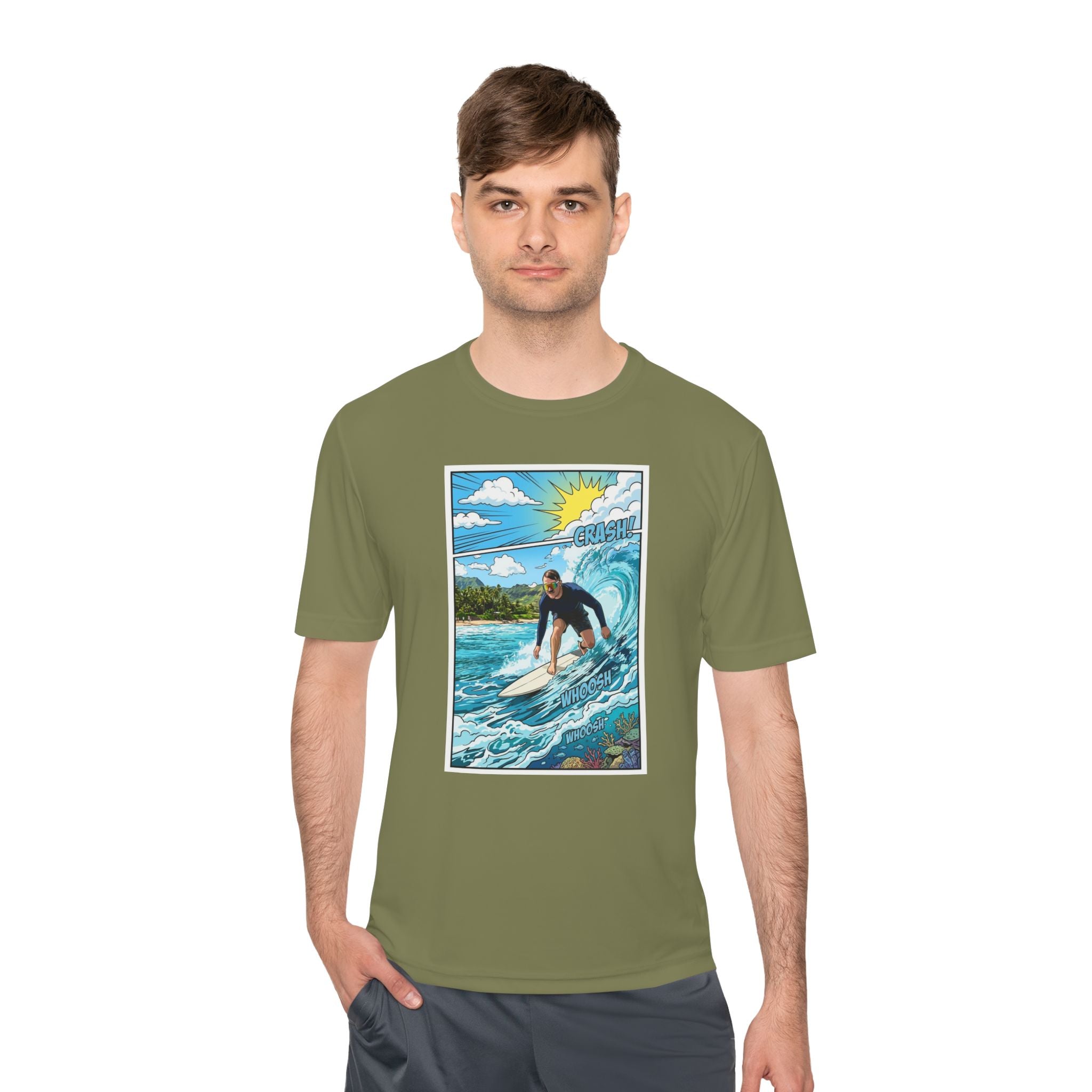 Surfer Wave Graphic Tee – Tropical Surfboard Beach Shirt