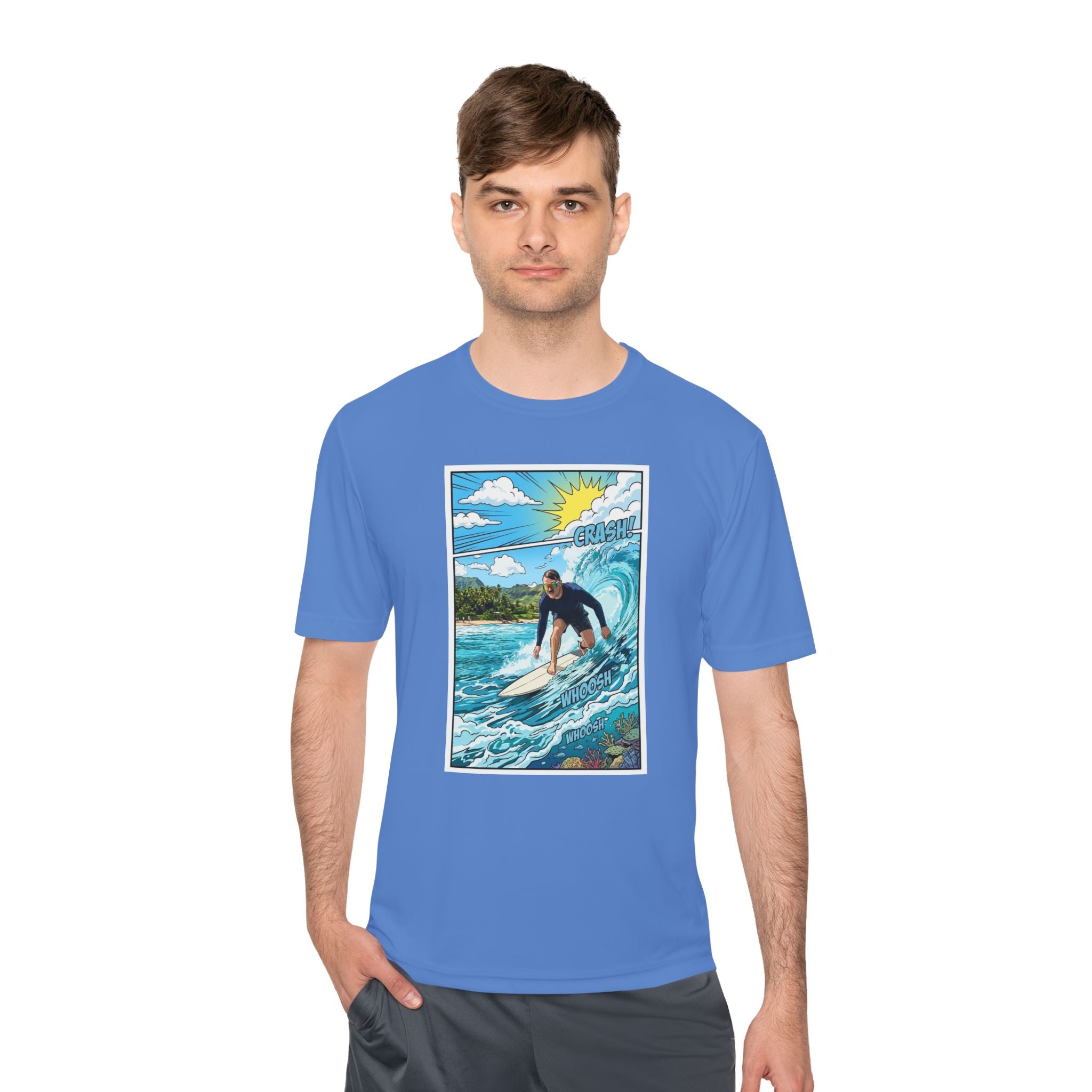 Surfer Wave Graphic Tee – Tropical Surfboard Beach Shirt