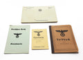 WWII German Reproduction Document Set – Blank Soldbuch, Command Stationary, Kennkarte, and Front-line ID