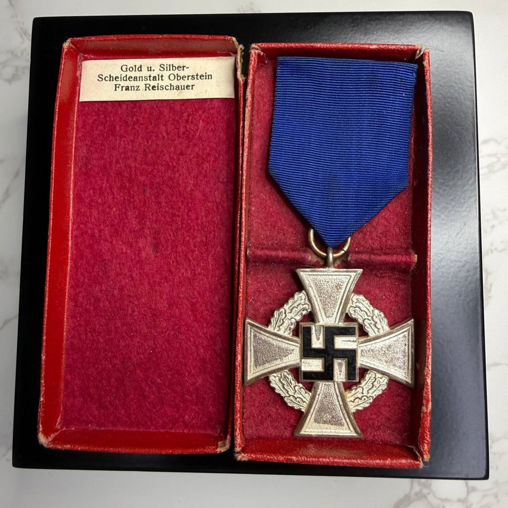 Authentic WWII German 25-Year Civil Service Medal with Maker Box (Franz Reischauer) | On-Goy
