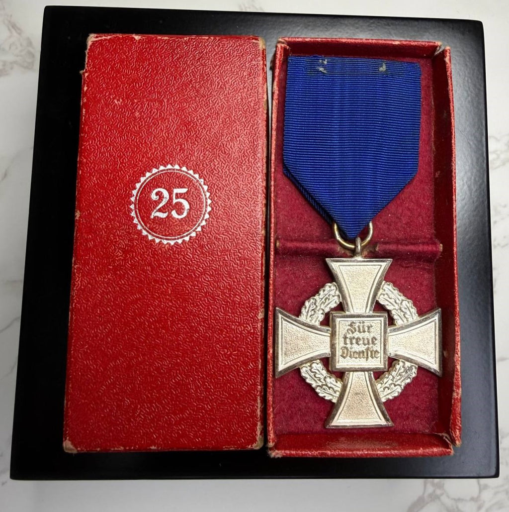 Authentic WWII German 25-Year Civil Service Medal with Maker Box (Franz Reischauer) | On-Goy